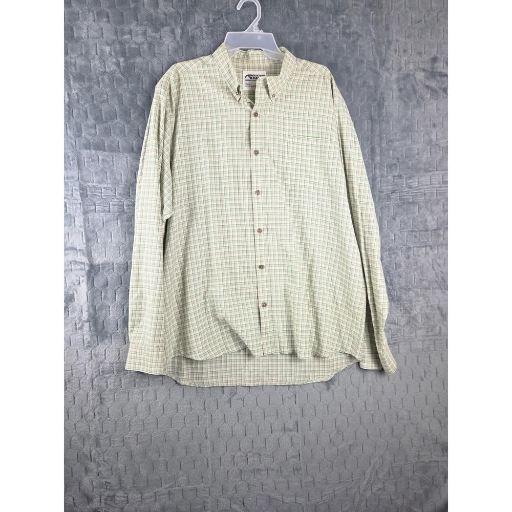 Mountain Khaki Long Sleeve Men's Shirt - Green‎ Yellow Gray Plaid - Sz XL